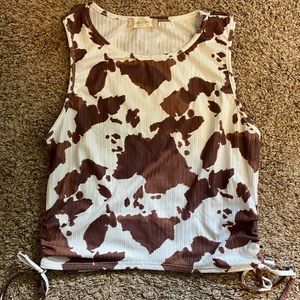 Brown Cow Print Crop Top